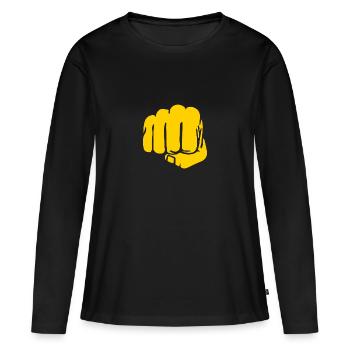 Graphique de poing - T-shirt manches longues Premium bio Femme - noir - Devant - Julia (174cm)