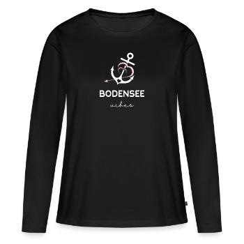 Bodensee Vibes - White Rose - Frauen Premium Bio Langarmshirt - Schwarz - Vorne - Julia (174cm)