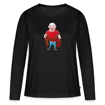 Éventail rouge - T-shirt manches longues Premium bio Femme - noir - Devant - Julia (174cm)