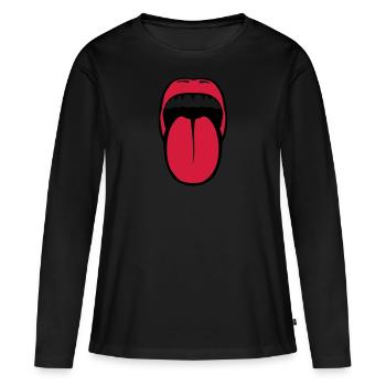 tire langue bouche levre dent language 28 - T-shirt manches longues Premium bio Femme - noir - Devant - Julia (174cm)