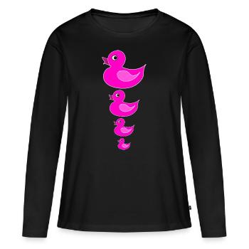 Canard Canard Grinchet Quak - T-shirt manches longues Premium bio Femme - noir - Devant - Julia (174cm)
