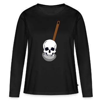 Soupe louche crâne cuisine cuisine toxique - T-shirt manches longues Premium bio Femme - noir - Devant - Julia (174cm)