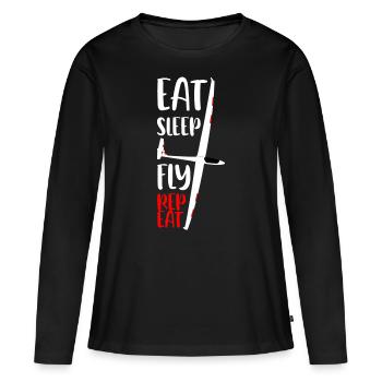Planeurs Planeurs Planeurs - T-shirt manches longues Premium bio Femme - noir - Devant - Julia (174cm)