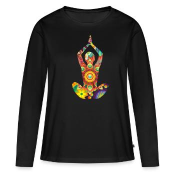 Meditation Yoga Zen Om Namaste Yogini Geschenkidee - Frauen Premium Bio Langarmshirt - Schwarz - Vorne - Julia (174cm)