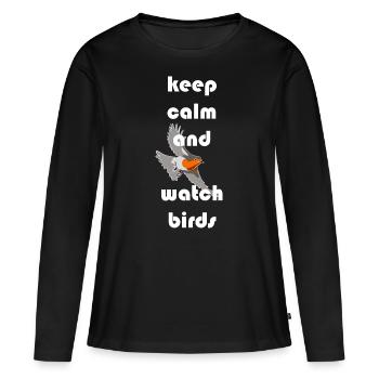 Observation des oiseaux Oiseaux Observation des oiseaux Oiseaux - T-shirt manches longues Premium bio Femme - noir - Devant - Julia (174cm)