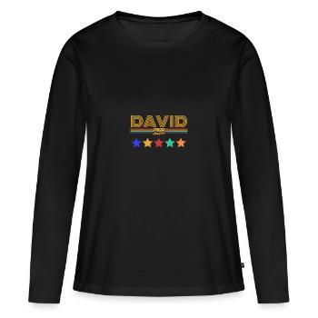 David - Frauen Premium Bio Langarmshirt - Schwarz - Vorne - Julia (174cm)