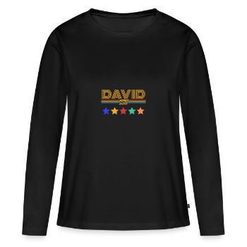 David - Frauen Premium Bio Langarmshirt - Schwarz - Vorne - Julia (174cm)
