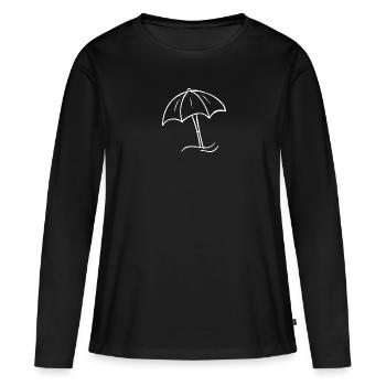 Idée cadeau icône plage été parasol - T-shirt manches longues Premium bio Femme - noir - Devant - Julia (174cm)