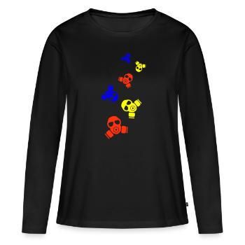 Symbole du masque à gaz - T-shirt manches longues Premium bio Femme - noir - Devant - Julia (174cm)