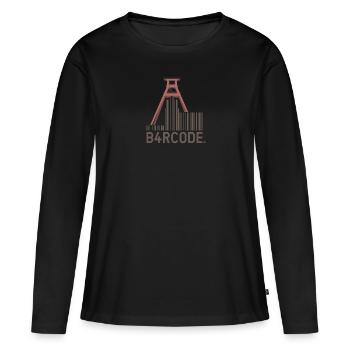 B4RCODE. Eat - Women's Premium Organic Long Sleeve Shirt - black - Front - Julia (174cm)