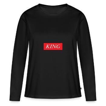 King Geschenkidee - Frauen Premium Bio Langarmshirt - Schwarz - Vorne - Julia (174cm)