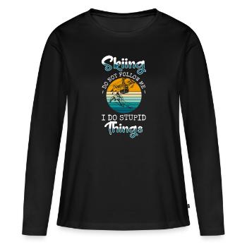 Station de ski Pistensau Piste de ski - T-shirt manches longues Premium bio Femme - noir - Devant - Julia (174cm)