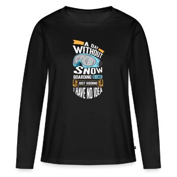 Snowboarder Urlaub Snow Winterurlaub - Frauen Premium Bio Langarmshirt - Schwarz - Vorne - Julia (174cm)