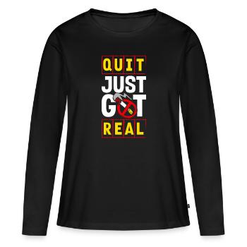 Interdiction de fumer non-fumeur Glimmstengel - T-shirt manches longues Premium bio Femme - noir - Devant - Julia (174cm)