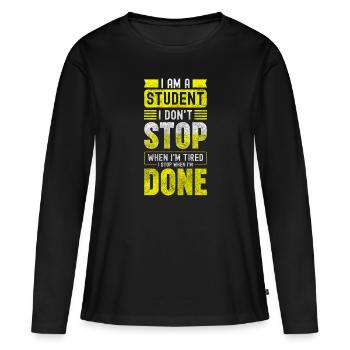 Etudiant Futur Chargé de Conférences à l’Université - T-shirt manches longues Premium bio Femme - noir - Devant - Julia (174cm)