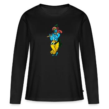 Sri Krishna - T-shirt manches longues Premium bio Femme - noir - Devant - Julia (174cm)