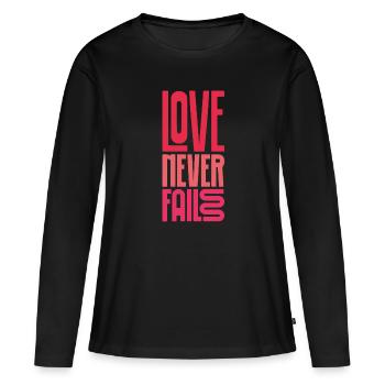 love never fails - Frauen Premium Bio Langarmshirt - Schwarz - Vorne - Julia (174cm)