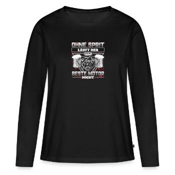 Ohne Sprit läuft der beste Motor nicht - Frauen Premium Bio Langarmshirt - Schwarz - Vorne - Julia (174cm)
