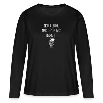 mourir jeune - T-shirt manches longues Premium bio Femme - noir - Devant - Julia (174cm)