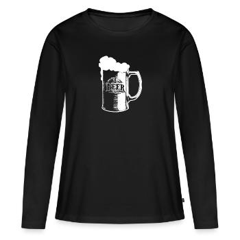 Full beer mug with foam - Women's Premium Organic Long Sleeve Shirt - black - Front - Julia (174cm)