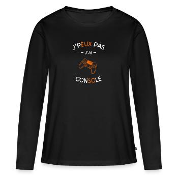 J peux pas j ai console - T-shirt manches longues Premium bio Femme - noir - Devant - Julia (174cm)