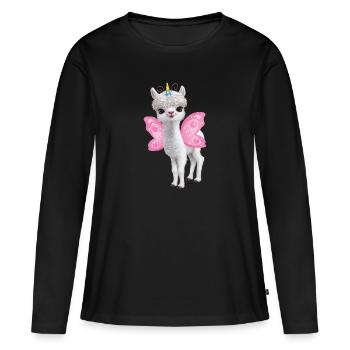 Lama licorne PD Moreno avec ailes de lamas - T-shirt manches longues Premium bio Femme - noir - Devant - Julia (174cm)