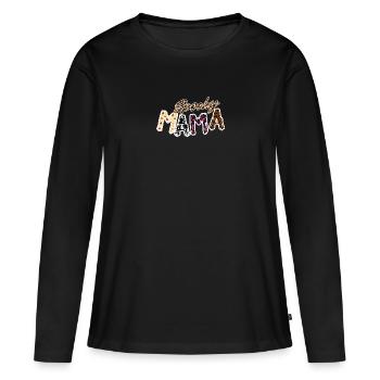 Gruselige Mama - Halloween - Frauen Premium Bio Langarmshirt - Schwarz - Vorne - Julia (174cm)