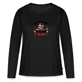 Équipe de restauration de Thanksgiving - T-shirt manches longues Premium bio Femme - noir - Devant - Julia (174cm)