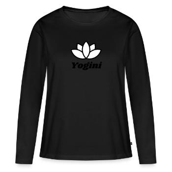 Yogini Lotus Black White - Women's Premium Organic Long Sleeve Shirt - black - Front - Julia (174cm)