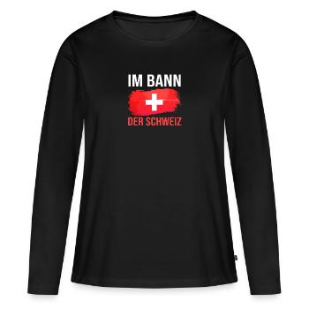 Schweizer Schweiz - Frauen Premium Bio Langarmshirt - Schwarz - Vorne - Julia (174cm)