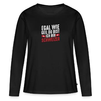 Schweizer Schweiz - Frauen Premium Bio Langarmshirt - Schwarz - Vorne - Julia (174cm)