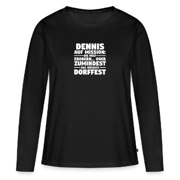 Vorname Dennis - Frauen Premium Bio Langarmshirt - Schwarz - Vorne - Julia (174cm)