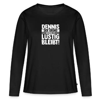 Vorname Dennis - Frauen Premium Bio Langarmshirt - Schwarz - Vorne - Julia (174cm)