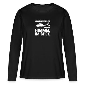 Pilote Hélicoptère Hélicoptère - T-shirt manches longues Premium bio Femme - noir - Devant - Julia (174cm)