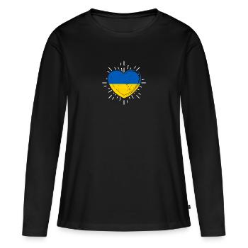 Ukrainer Ukraine - Frauen Premium Bio Langarmshirt - Schwarz - Vorne - Julia (174cm)