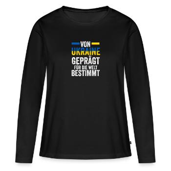 Ukrainer Ukraine - Frauen Premium Bio Langarmshirt - Schwarz - Vorne - Julia (174cm)