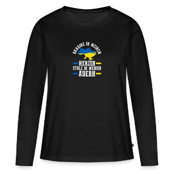 Ukrainer Ukraine - Frauen Premium Bio Langarmshirt - Schwarz - Vorne - Julia (174cm)