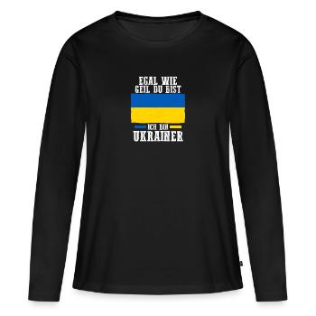 Ukrainer Ukraine - Frauen Premium Bio Langarmshirt - Schwarz - Vorne - Julia (174cm)