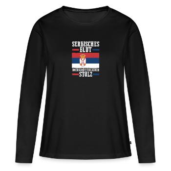 Serbe Serbe Serbie - T-shirt manches longues Premium bio Femme - noir - Devant - Julia (174cm)