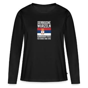 Serbe Serbe Serbie - T-shirt manches longues Premium bio Femme - noir - Devant - Julia (174cm)