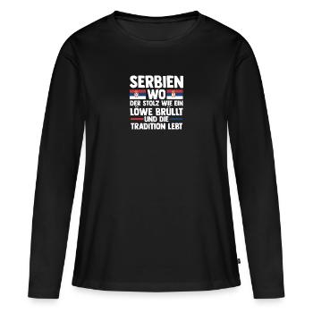 Serbe Serbe Serbie - T-shirt manches longues Premium bio Femme - noir - Devant - Julia (174cm)