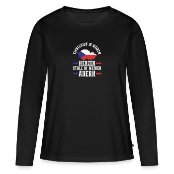 Tchèques République tchèque - T-shirt manches longues Premium bio Femme - noir - Devant - Julia (174cm)