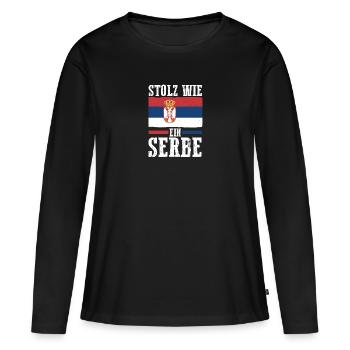 Serbe Serbe Serbie - T-shirt manches longues Premium bio Femme - noir - Devant - Julia (174cm)