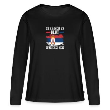 Serbe Serbe Allemagne Serbie - T-shirt manches longues Premium bio Femme - noir - Devant - Julia (174cm)