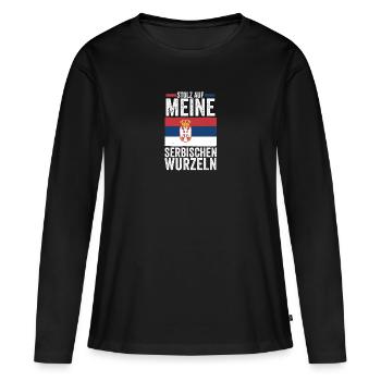 Serbe Serbe Serbie - T-shirt manches longues Premium bio Femme - noir - Devant - Julia (174cm)
