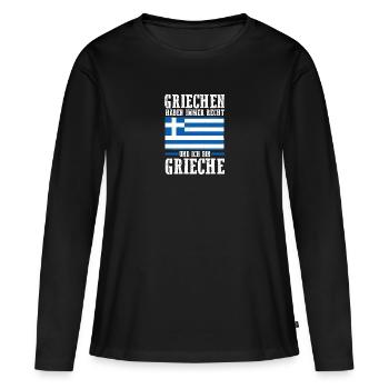 Grecs Grèce - T-shirt manches longues Premium bio Femme - noir - Devant - Julia (174cm)