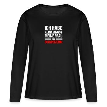 Schweizer Schweiz - Frauen Premium Bio Langarmshirt - Schwarz - Vorne - Julia (174cm)