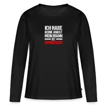 Schweizer Schweiz - Frauen Premium Bio Langarmshirt - Schwarz - Vorne - Julia (174cm)