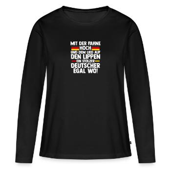 Deutscher Deutsch Deutschland - Frauen Premium Bio Langarmshirt - Schwarz - Vorne - Julia (174cm)