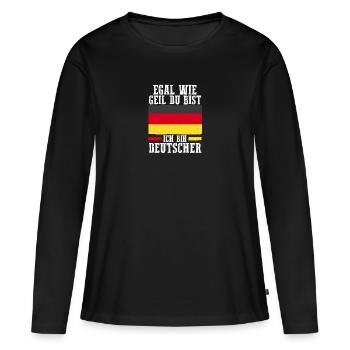 Deutscher Deutsch Deutschland - Frauen Premium Bio Langarmshirt - Schwarz - Vorne - Julia (174cm)
